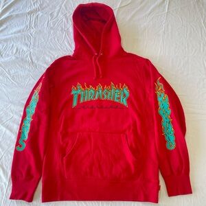 Supreme Thrasher Flame Logo Hoodie Red Size Medium